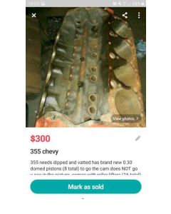 355 chevy block with NEW pistons