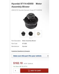 2010-2016 Hyundai genesis coupe blower motor